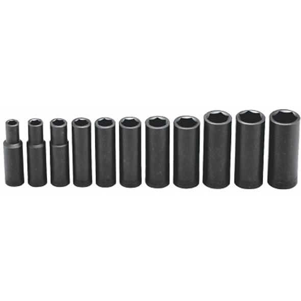 Wright Tool 11 Piece Deep Impact Socket Sets, 1/2 in, 6 Point (1 SET / SET)