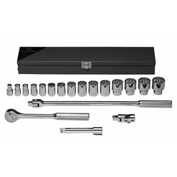 Wright Tool 19 Piece Standard Socket Sets, 1/2 in, 12 Point (1 SET / SET)