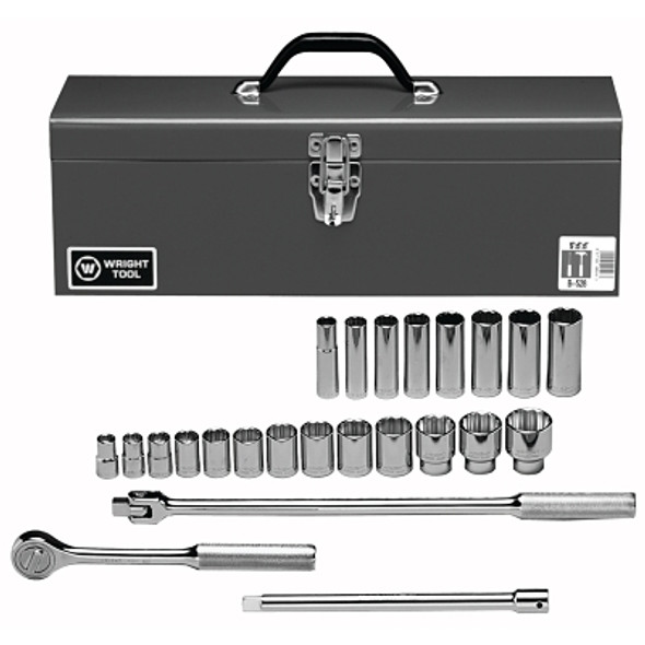 Wright Tool 24 Piece Standard & Deep Socket Sets, 1/2 in, 12 Point (1 SET / SET)