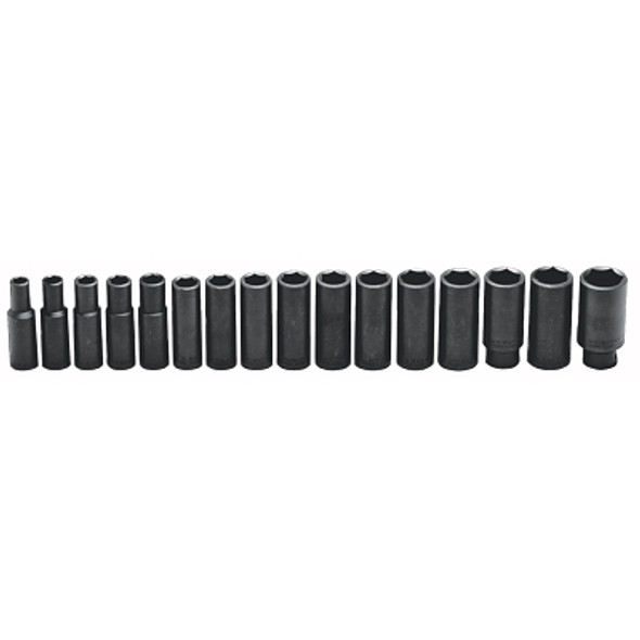 Wright Tool 16 Piece Deep Metric Socket Sets, 1/2 in, 6 Point (1 SET / SET)