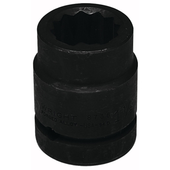 Wright Tool 1" Dr. Standard Impact Sockets, 1 in Drive, 75 mm, 6 Points (1 EA / EA)