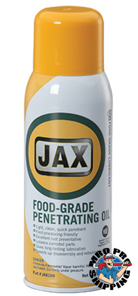 JAX #109 PENETRATING OIL Food Grade Lubricant USDA / NSF H1, 16 oz. Spray Bottle, (12 BTL/CS)