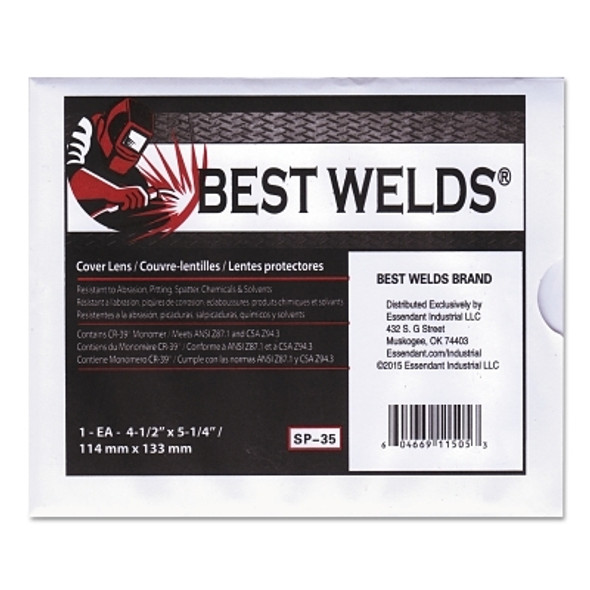 Best Welds Cover Lens, Scratch/Static Resistant, 4-1/2 in x 5-1/4 in, 70% CR-39 Plastic (1 EA / EA)