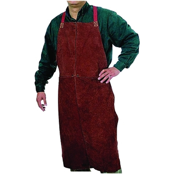 Premium Side Split Cowhide Leather Bib Apron, 24 in W x 42 in L, Lava Brown (1 EA)