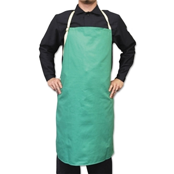 Flame-Retardant Cotton Sateen Bib Aprons with Leather Protective Patch, 24 in x 42 in, Visual Green (1 EA)