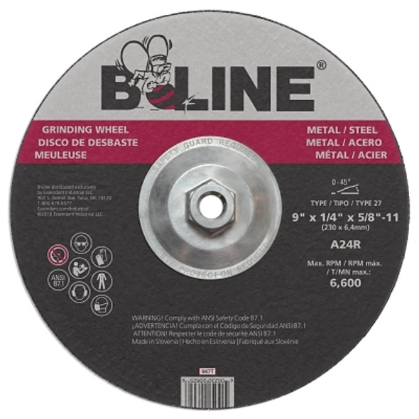 B-Line Abrasives Depressed Ctr Grinding Wheel, 9 in dia, 1/4 in Thick, 5/8 in-11 Arbor, 30 Grit (5 EA / CT)