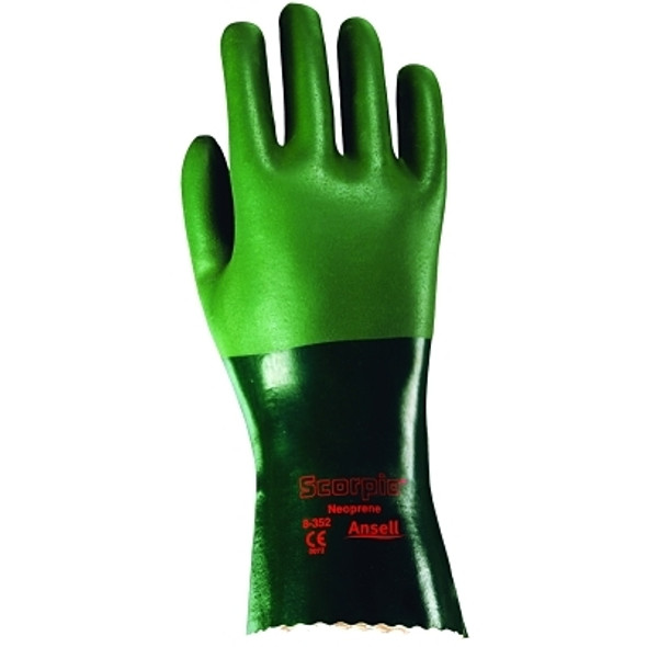 AlphaTec 08-352 Neoprene Dipped Gloves, Rough Finish, Size 7, Green (12 PR / DZ)