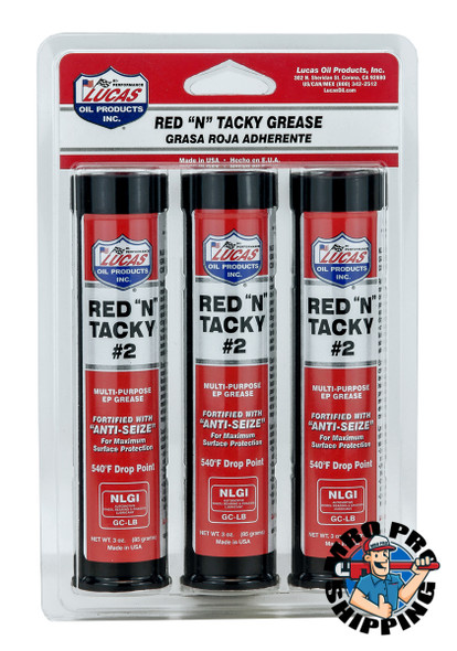 Lucas Oil Red N Tacky Grease 3 Pack, 3 fl oz. Cartridge (10 BTL / CS)