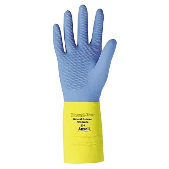 Chemi-Pro Unsupported Neoprene Gloves, Yellow/Blue, Size 10 (12 PR / DZ)