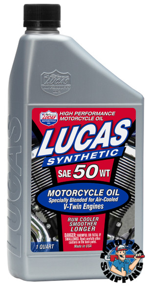 Lucas Oil Synthetic SAE 50 wt. V-Twin Motorcycle Oil, 1 Quart (6 BTL / CS)