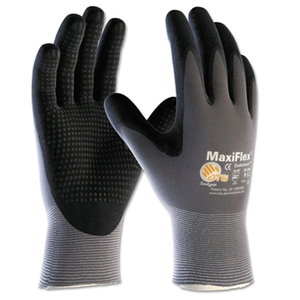 MaxiFlex Endurance Gloves, Large, Black/Gray, Palm and Finger Coated (12 PR / DZ)
