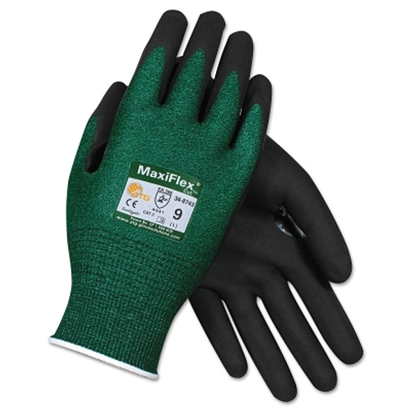MaxiFlex Cut Cut-Resistant Glove, Large, Black/Green (12 PR / DZ)