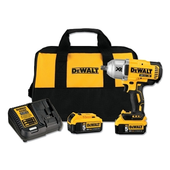 DeWalt 20V MAX* XR Brushless High Torque 1/2 in Impact Wrench Kit, Detent Anvil, (2) 5.0 Ah Batteries (1 EA / EA)