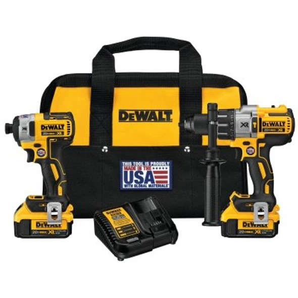 DeWalt 20V MAX* XR Cordless Brushless Hammerdrill & Impact Driver 4.0 Ah Combo Kit (1 EA / EA)