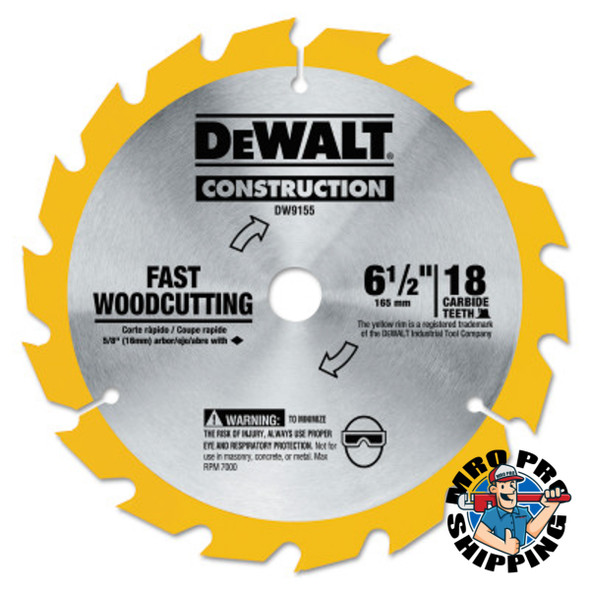 DeWalt Cordless Construction Saw Blades, 6 1/2 in, 16 Teeth (5 EA/EA)