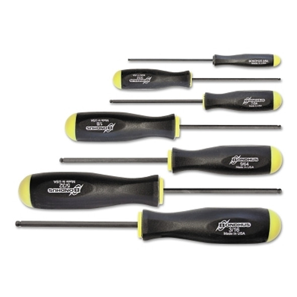 Balldriver Hex Screwdriver Set, Hex Ball, 7 Piece, 5/64 to 3/16 in (1 SET / SET)