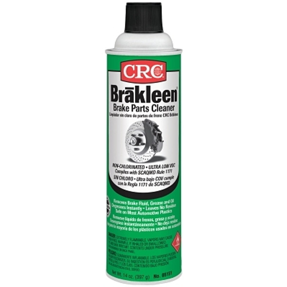 CRC Brakleen Brake Parts Cleaner, 20 oz Aerosol Can, Irritating Odor, Non-Chlorinated, Ultra Low VOC, SCAQMD 1171 Compliant (12 CAN / CS)