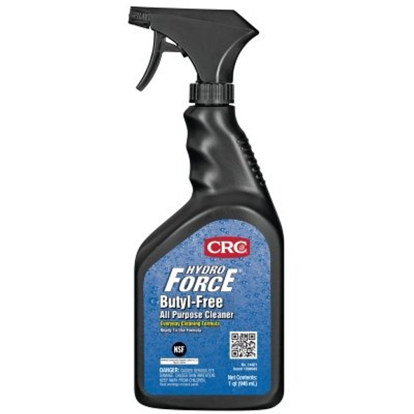 CRC HydroForce Butyl-Free All Purpose Cleaner, 32 oz Trigger Spray Bottle, Surfactant Odor (12 BTL / CS)