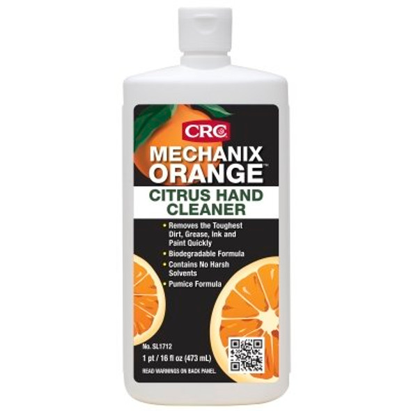 CRC Mechanix Orange Citrus Lotion Hand Cleaners with Pumice, 16 oz, Squeeze Bottle (12 BO / CA)
