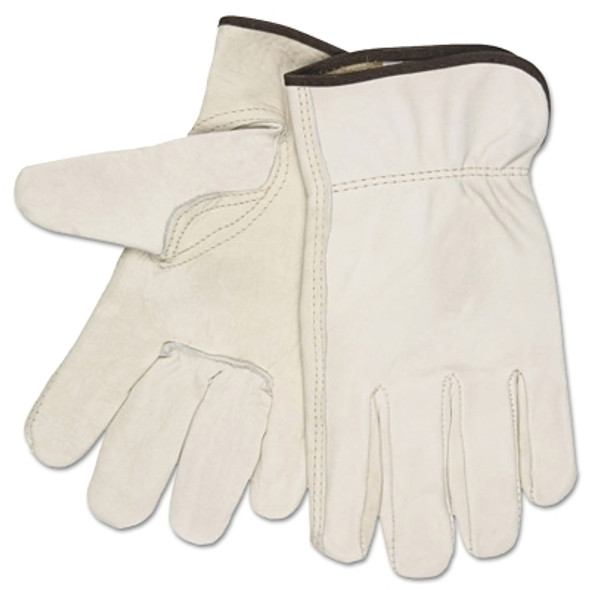 Unlined Drivers Gloves, Select Grade Cowhide, Medium, Keystone Thumb, Beige (12 PR / DOZ)