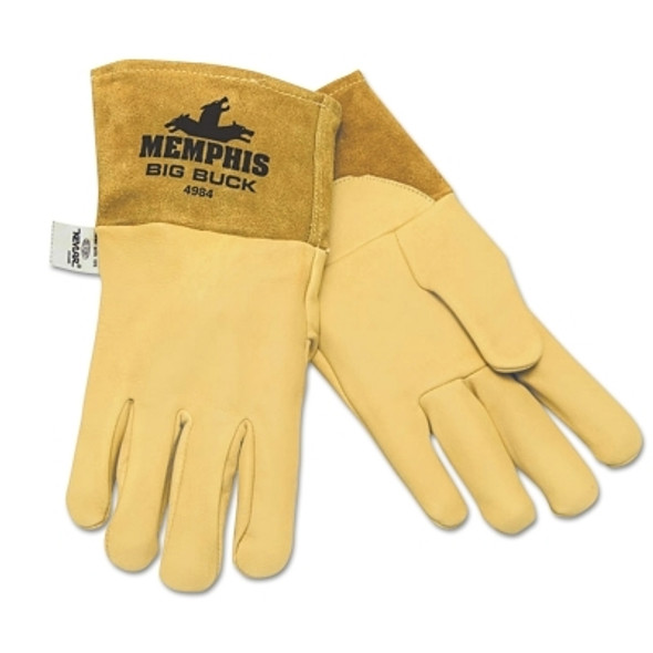 Big Buck MIG/TIG Welding Gloves, Deerskin & Cowskin Leather, L, Gldn Cream/Brown (12 PR / DZ)