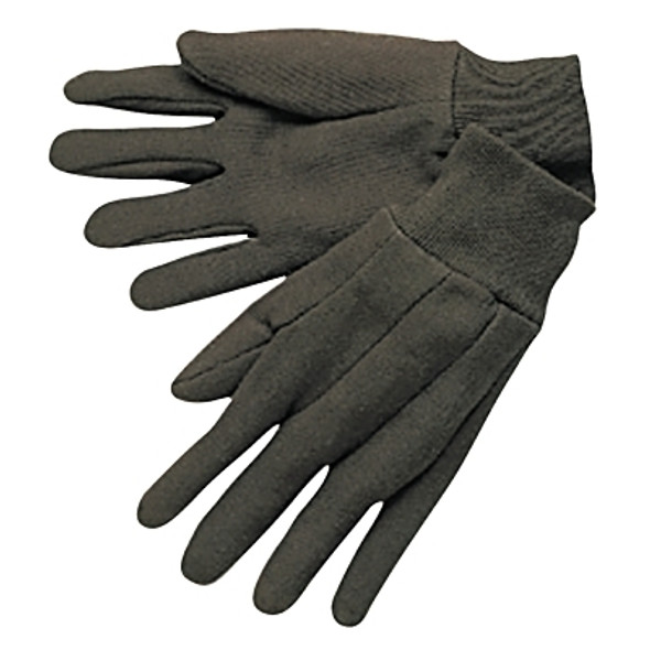 Cotton Jersey Gloves, Large, Brown (12 PR / DOZ)