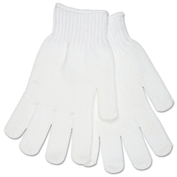 Multipurpose String Knit Gloves, Polyester, Large, White (12 PR / DZ)