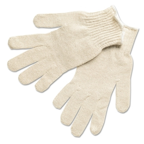 String Knit Gloves, Large, Hemmed, Lightweight, Natural (12 PR / DZ)