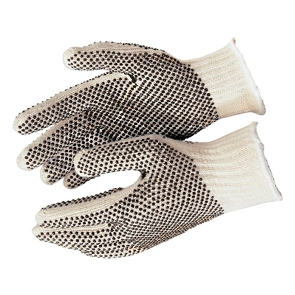 9600 String Knit Gloves, Knit-Wrist, String Knit, Small, Brown;White (12 PR / DOZ)