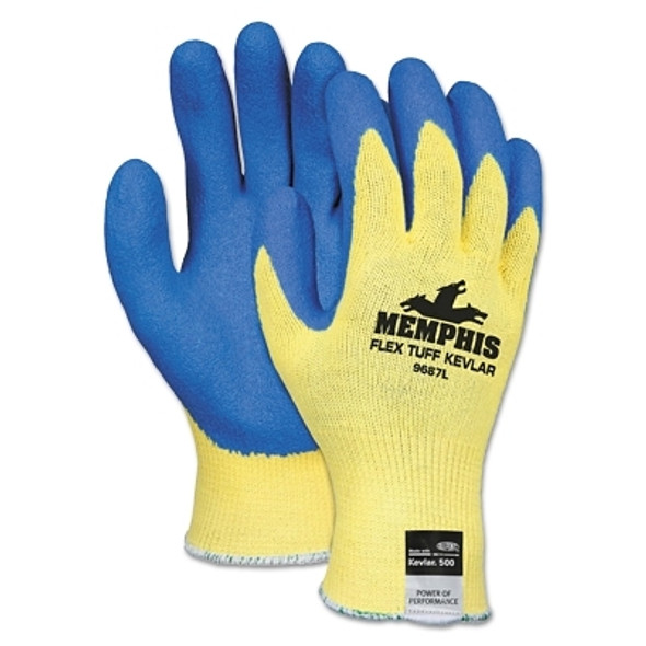 Flex Tuff Latex Dipped Gloves, Large, Blue/White/Yellow (12 PR / DZ)