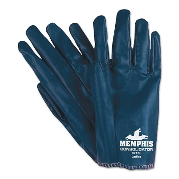 Consolidator Nitrile Gloves, Slip-On, Cotton Interlock, Womens-Small, Blue (12 PR / DZ)