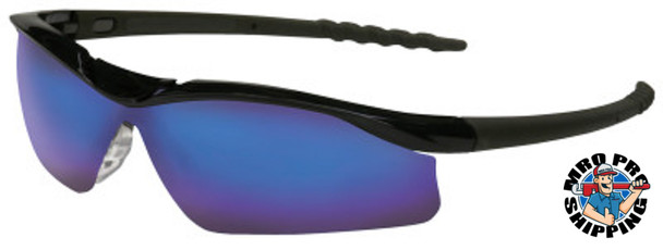 DALLAS Protective Eyewear, Blue Diamond Mirror Lens, Black Frame (12 EA / BX)