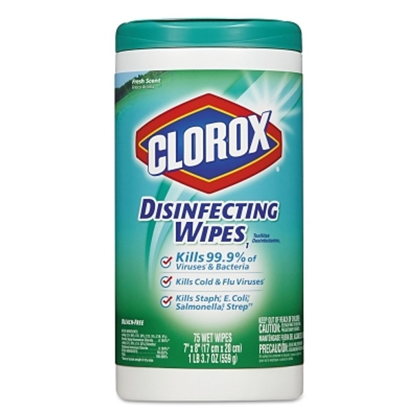 Clorox Disinfecting Wipes, Fresh Scent, 7 x 8, White, 75/Canister (1 CT / CT)