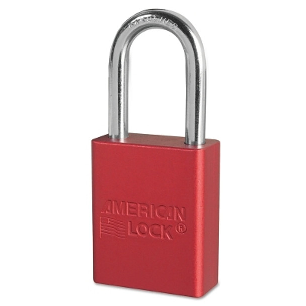 Solid Aluminum Padlocks, 1/4 in Diam., 1 1/2 in L x 3/4 in W, Red (1 EA)