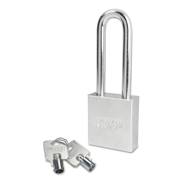 Steel Padlocks (Square Body w/Tubular Cylinder), 3/8 in Diam., 3 in Long (6 EA / BOX)