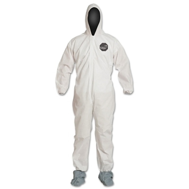 Proshield 10 Coveralls White with Attached Hood and Boots, White, Large (25 EA / CA)