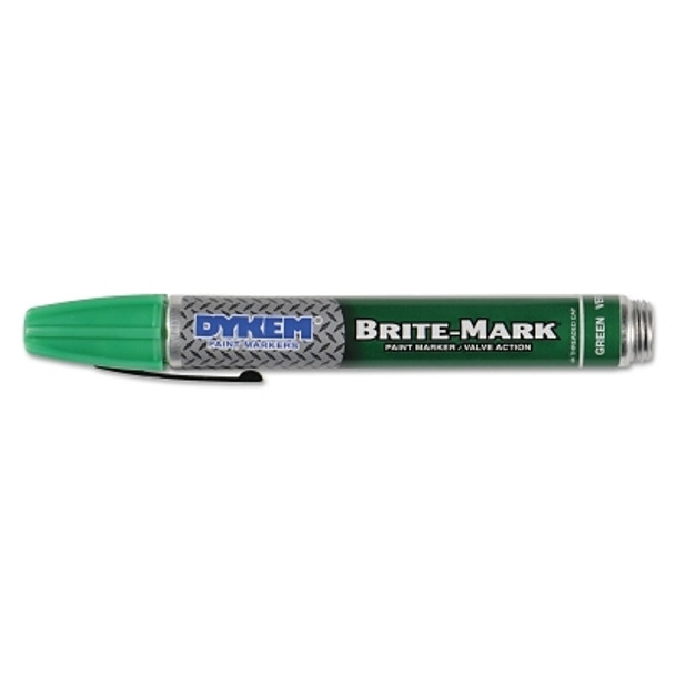 DYKEM BRITE-MARK 40 Threaded Cap/Barrel Permanent Paint Marker, Valve Action, Green, Medium (12 EA / BOX)