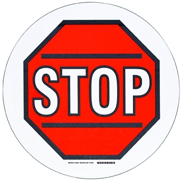 Floor Safety Signs, Stop, White/Red/Black (1 EA)