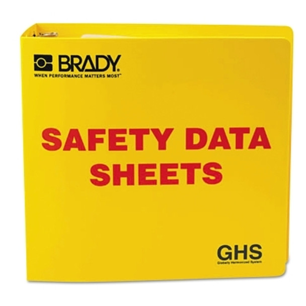 Brady GHS Safety Data Sheet Binders, English, 3 in, Yellow (1 EA / EA)