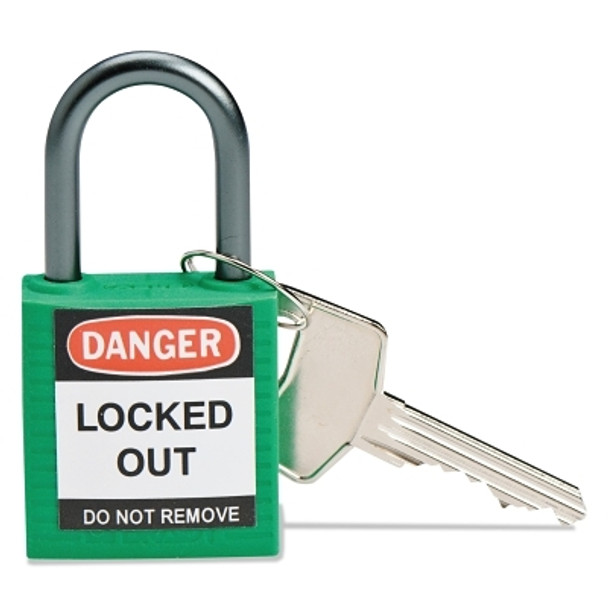 Compact Safety Locks,  1 1/5 in W x 5/8 L in x 1 2/5 H, Green (1 EA)