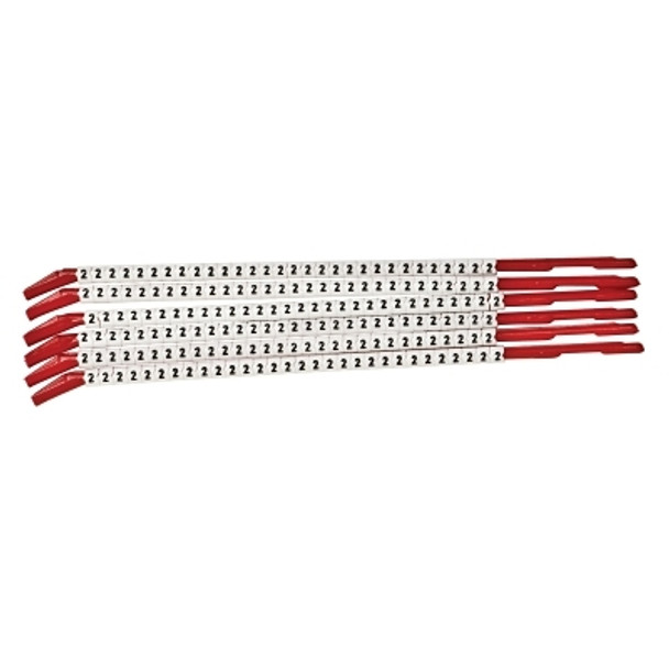 Brady Clip Sleeve Wire Markers, 0.3 in x 3 in, "2", Black on White (1 PK / PK)