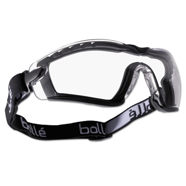 Cobra Safety Glass w/ Strap & Foam, Anti-Scratch Anti-Fog Clear Lenses, BK/Gray (10 PR / BX)