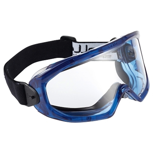 SUPERBLAST Safety Goggles, One Size, Clear, Blue Frame, Anti-Fog/Scratch Resistant (5 EA / BX)