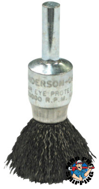 Anderson Brush Crimped Wire Solid End Brushes-NS Series, Carbon Steel, 1" x 0.006", 22,000 rpm (10 EA/EA)