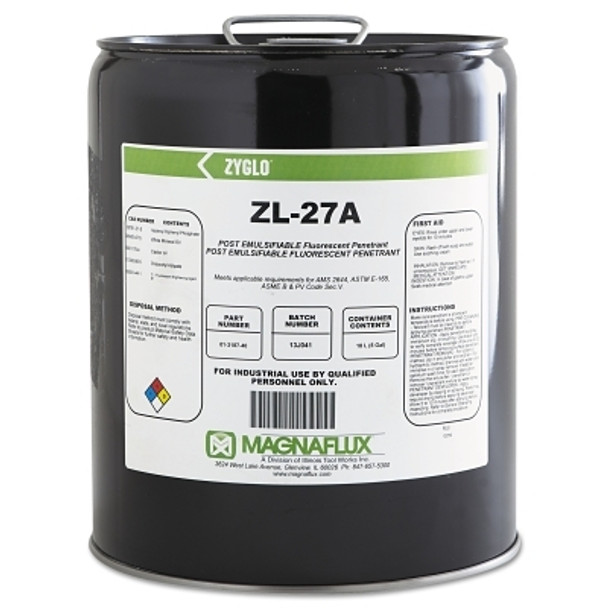 Magnaflux ZL-27A Post Emulsifiable Fluorescent Penetrant, 5 gal, Pail (1 EA / EA)