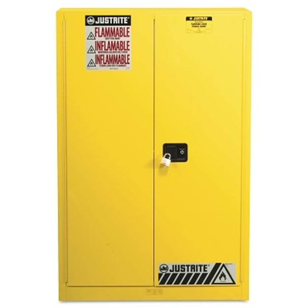 Safety Cabinets for Combustibles, Manual-Closing Cabinet, 60 Gallon, Yellow (1 EA)