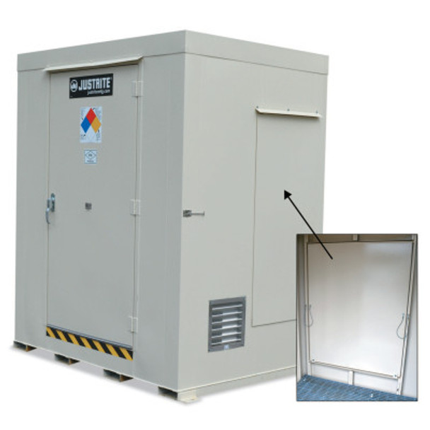 Justrite Non Combustible Outdoor Safety Locker Explosion Relief Panels 16 55 Gal Drums 1 Ea 9137