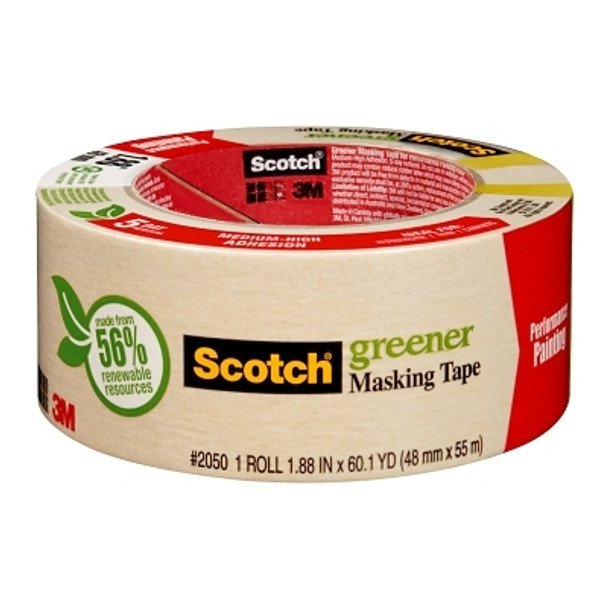 3M Industrial Scotch 2050 Greener Masking Tape, 1.88 in x 60.1 yd, Beige (1 RL / RL)