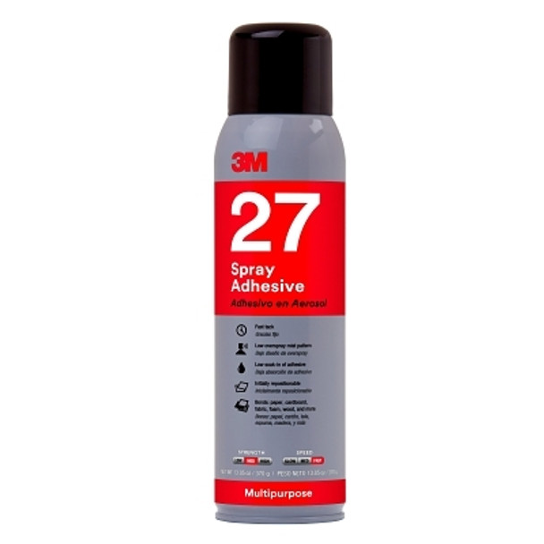 3M Industrial Multi-Purpose 27 Spray Adhesive, 13.5 oz Aerosol Can, White (12 CN / CA)