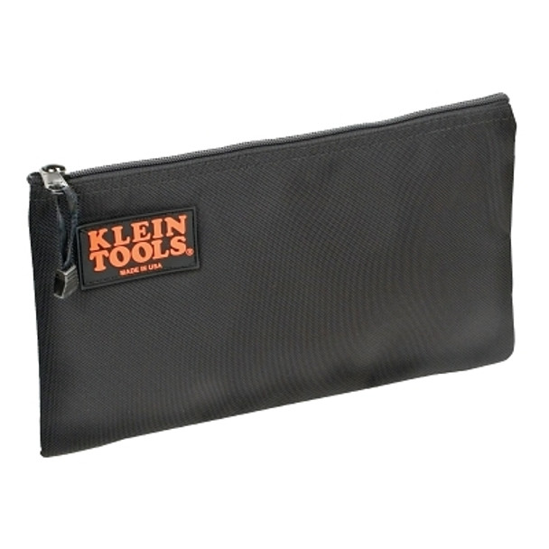 Zipper Bags, 1 Compartment, 12 in X 7 1/2 in, Nylon, Black (1 EA)